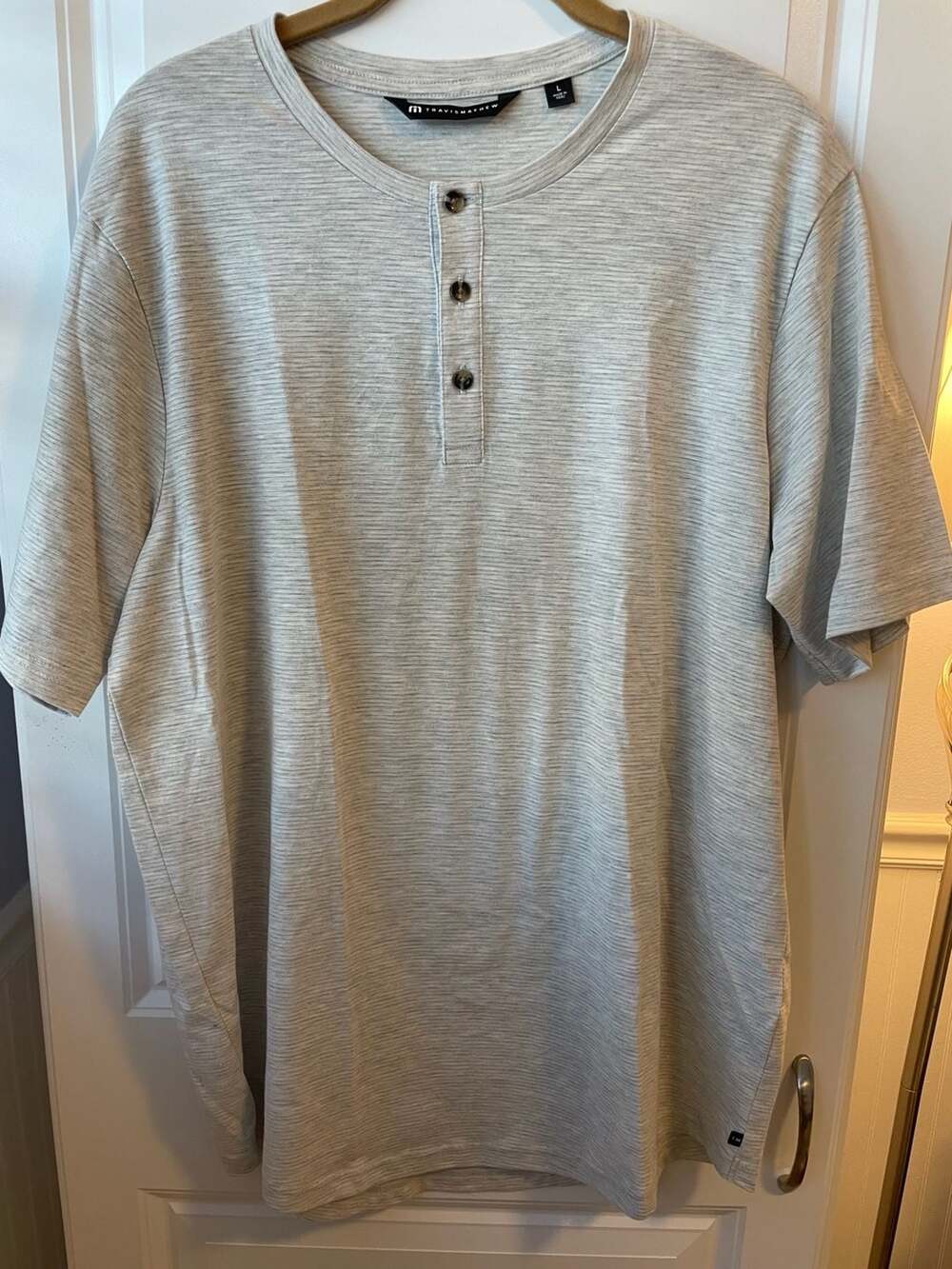 TravisMathew Heathered Grey Short Sleeve Henley Shirt